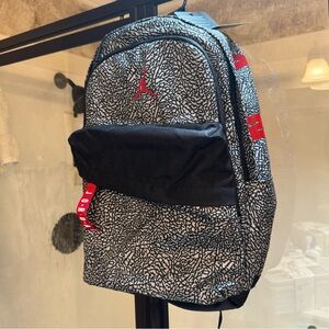 NWT Jordan Air Patrol Black and Gray Patterned Backpack with Red Accents